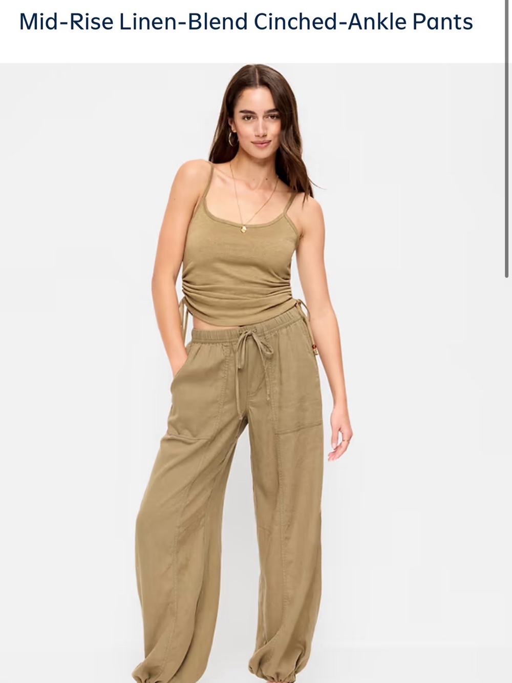 Old Navy Olive Green Women's Drawstring Wide-Leg Trousers